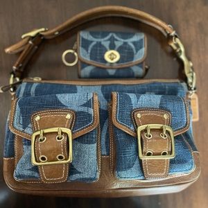 Vintage Authentic Coach Denim Purse and Wallet
